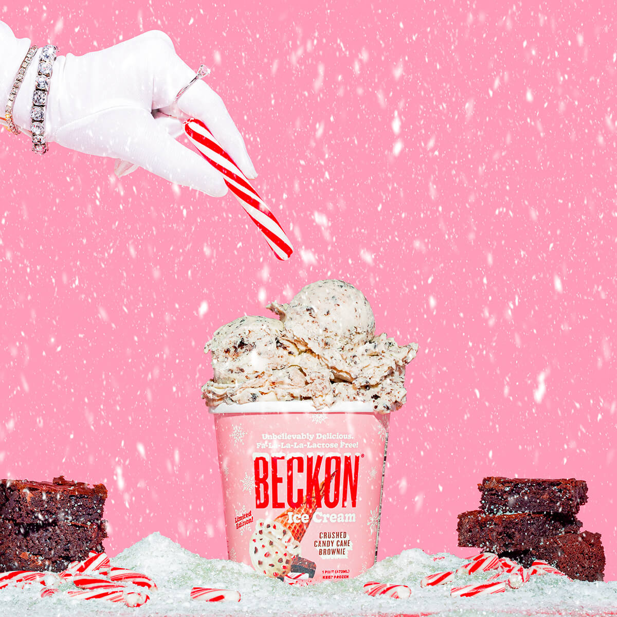 beckon ice cream lactose free crushed candy cane brownie